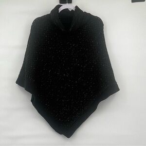 Hand made black turtle neck poncho sweater